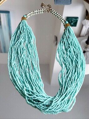 Turquoise Multi-Strand Beaded 80s Necklace